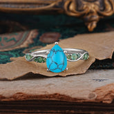 5 Prong Luxury Pear-Cut Turquoise Engagement Ring